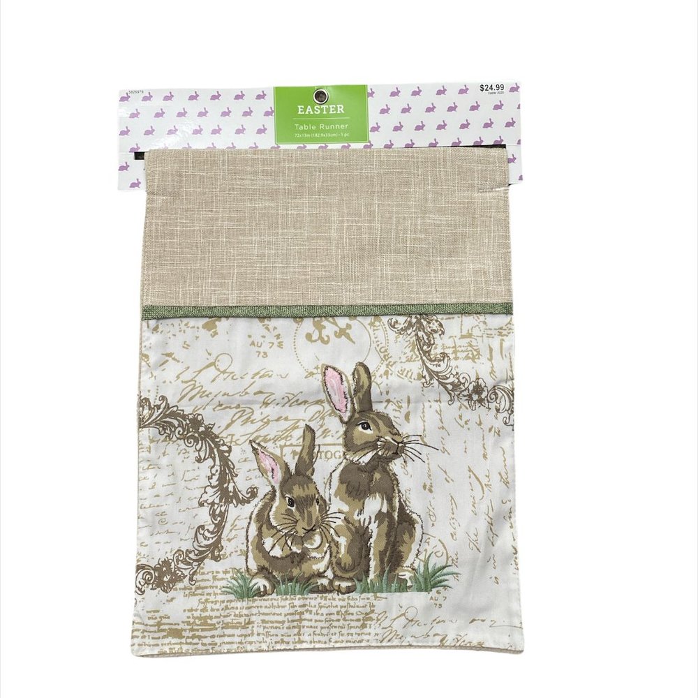 Easter Table Runner Bunny Rabbit Beige 72 x 13 New By Brother Sister 2017